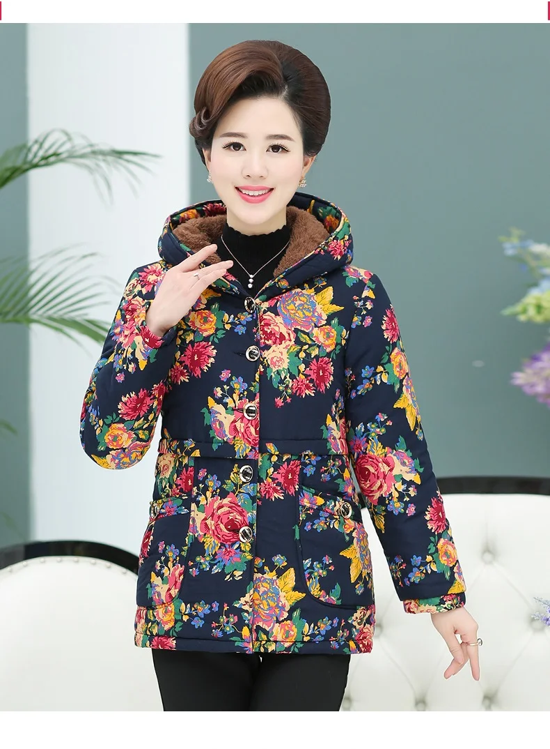 Large size Winter jacket Middle-aged women's clothing NEW Add wool Warm cotton-padded jacket Thickening Women winter coat K2902