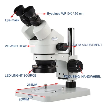 

3.5X-45X Binocular Stereo Soldering Microscope Professional Industry Digital Microscope WF10X/20 Eyepiece 0.7-4.5X Zoom Lens