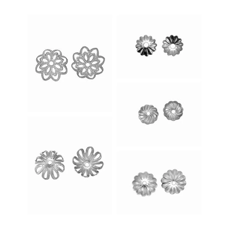 

50PC 6-11mm Stainless Steel Hollow Flower Bead Caps Torus For Jewelry Making Accessories DIY Craft Necklaces Bracelet Findings