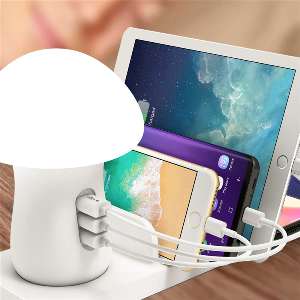 Беспроводная зарядная станция светодиодный ночник 3 порта USB для зарядки док QC 0