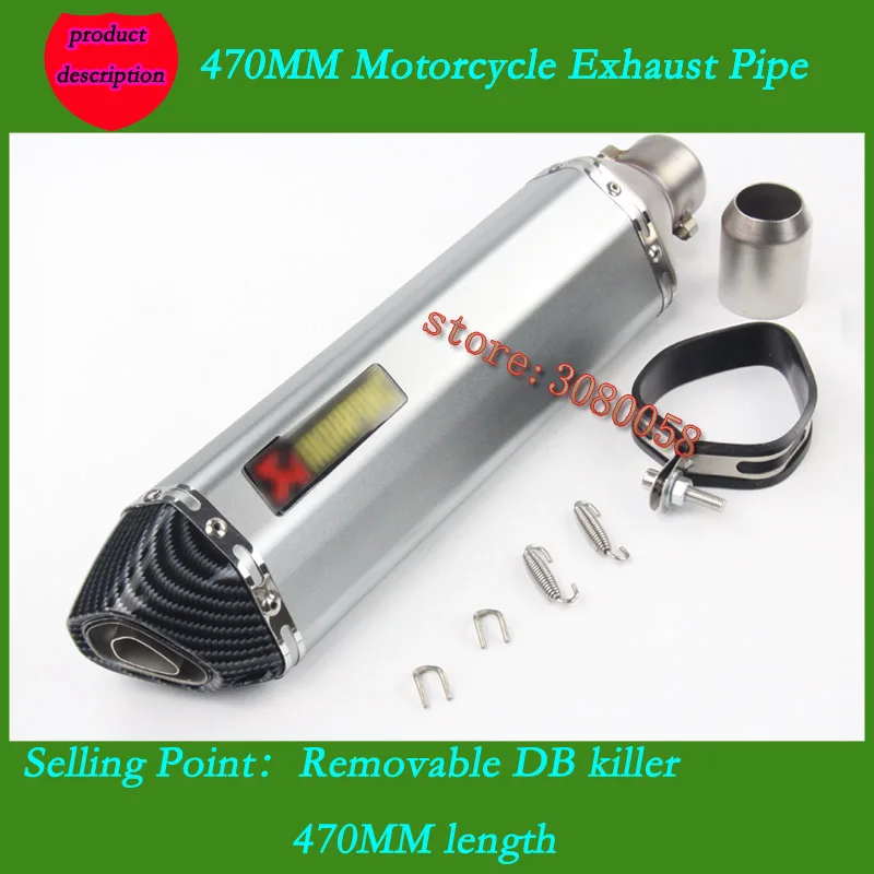 470mm Universal de la motocicleta silenciador tubo de Escape escapar con DB asesino de marcado láser para Ninjia300 Z750 R25 TMAX530 R6 de la bici de la suciedad