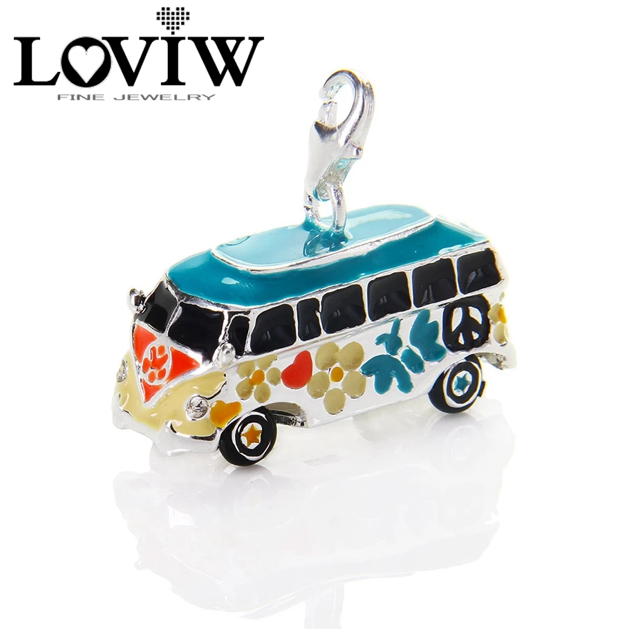 

Vogue Big Hippie Love Colorful Bus Camper Van Charms Fit Necklace, European Jewelry Gift for Women & Men Wholesale DIY