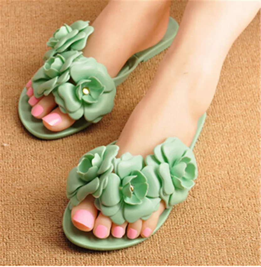 

Bigsweety Summer Slippers Candy Color Female Fashion Flip Flop Flats Shoes With Beautiful Camellia Flower Sweet Beach Slippers