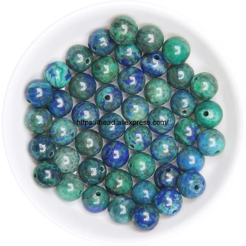 Натуральный камень Обсидиан/лазурит/Родонит/ангелит/флюорит/Апатит/хризоколл круглые бусины на выбор 31 цвет - Цвет: Chrysocolla Azurite