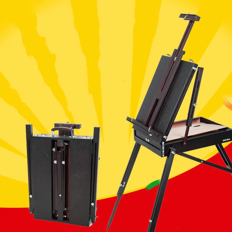 Caballete de madera plegable para artista, accesorios de pintura al óleo, acuarela, multifuncional, caja de maleta, de caballete de boceto| Caballetes| - AliExpress