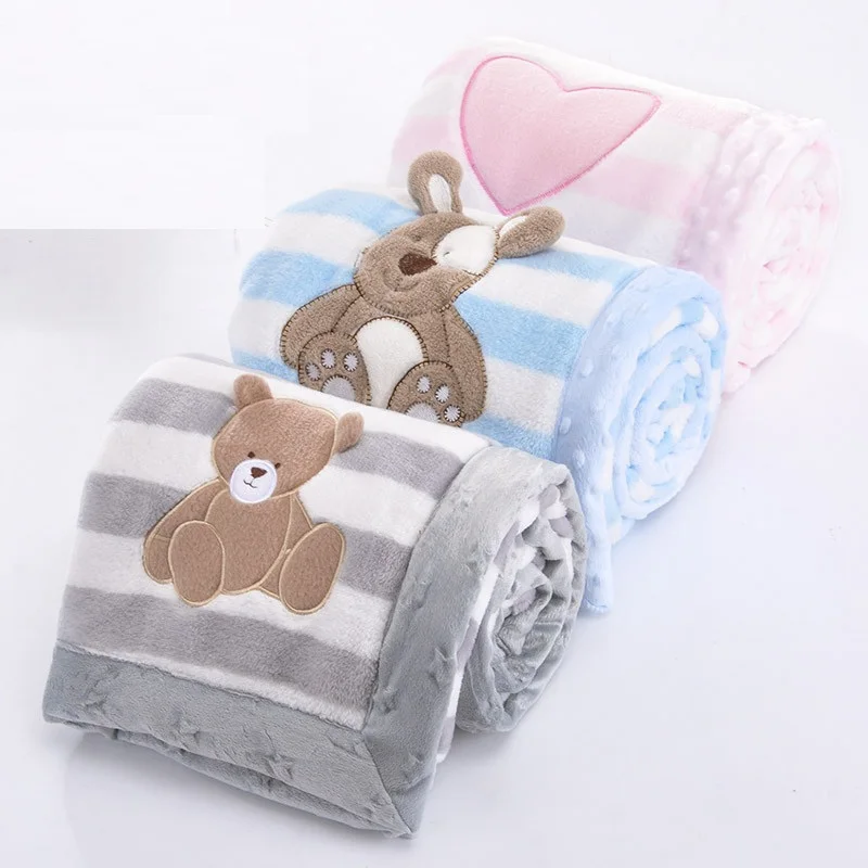 Thick Baby Blanket Swaddle Infant Bebe Flannel Blanket Stroller Cartoon