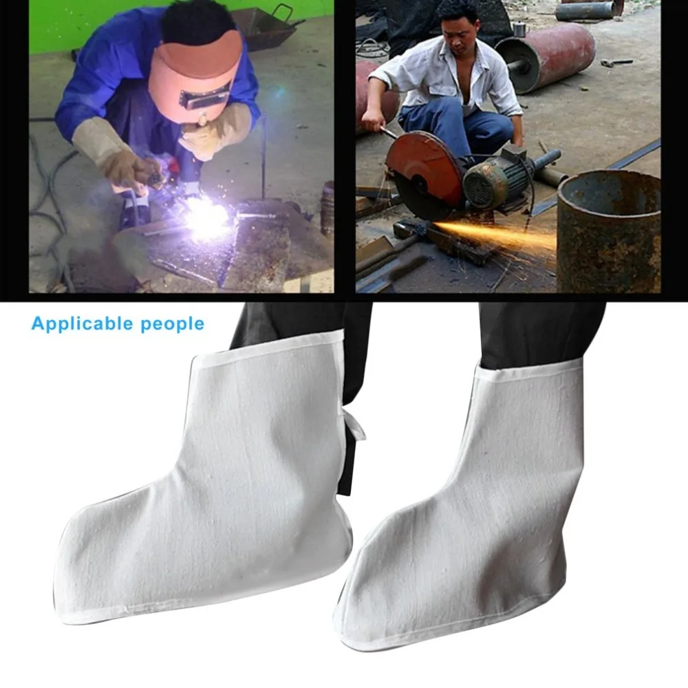 

1 Pair Canvas Foot Covers Welding Protective Shoes Covers Fireproof Heat Insulation Feet Safety Covers for Welder