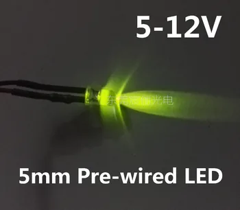 

50pcs free shipping 12V Pre-wired 5mm Bright LEDs Bulb Green 20cm Prewired LED Lamp DIY LED LIGHTING