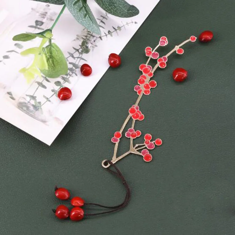 Акация красный бобовый Металл художественные закладки в древнем стиле Qixi подарок на день Святого Валентина выдалбливают раскрашенные Закладка для книг