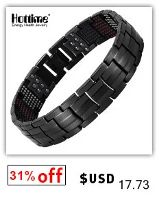 Hottime Double Row Black Gun Plated Men Health Magnetic Bracelet Titanium Steel Bracelets For Man Magnet Energy Armband 10142