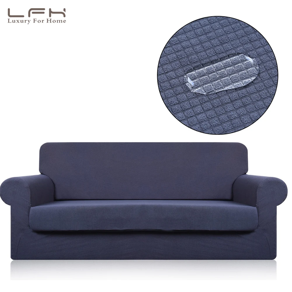LFH водонепроницаемый чехол для дивана протектор мебели с эластичным спандекс жаккардовая ткань три дивана темно-серый стрейч-чехол для дивана