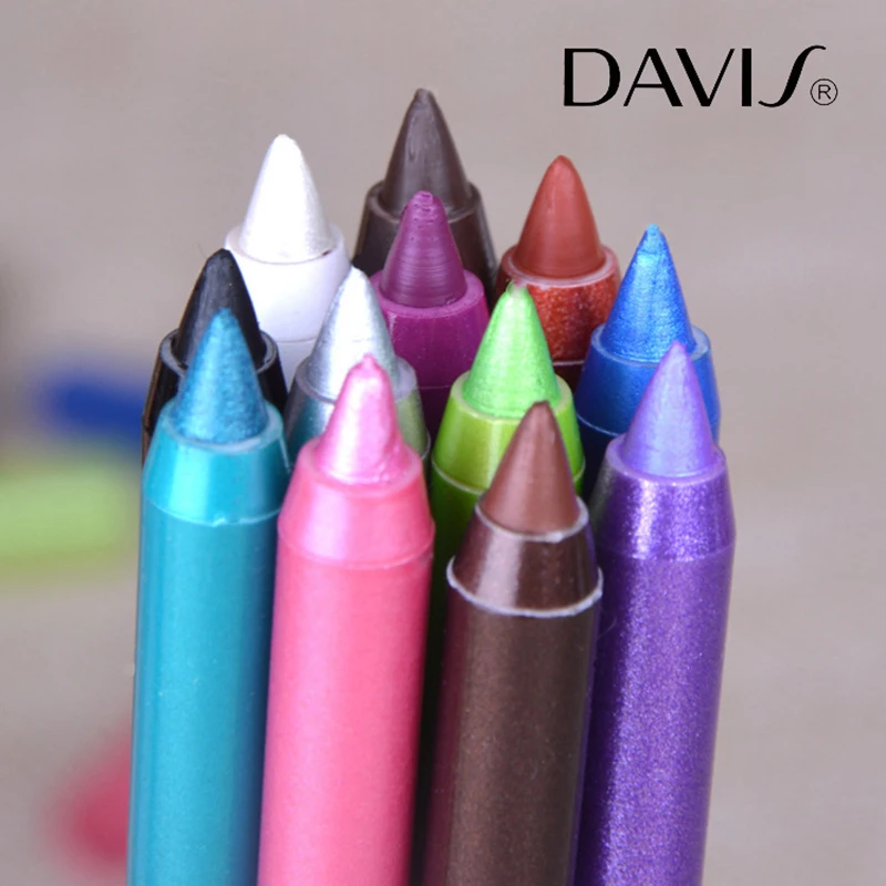 Davis Brand 12 Colors Glitter Eyeliner Pencil Long-lasting Waterproof Sexy Colorful Eyeliner Eyes Makeup Pencil Eye Tatoo Tools
