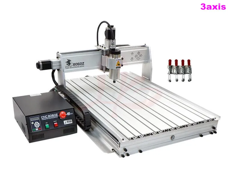 1500W wood router 4 axis CNC 8060 PCB milling machine cnc engraver with cutter bit