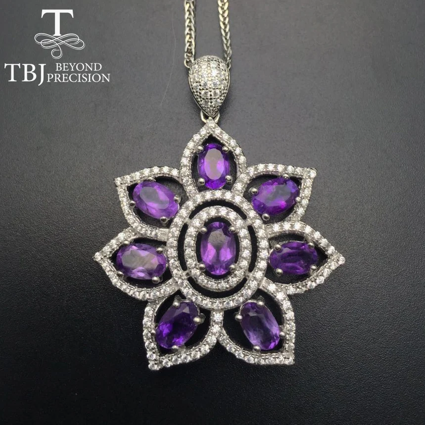 

TBJ, S925 silver pendant with Amethyst ,simple and fashion design pendants with chains in gift box