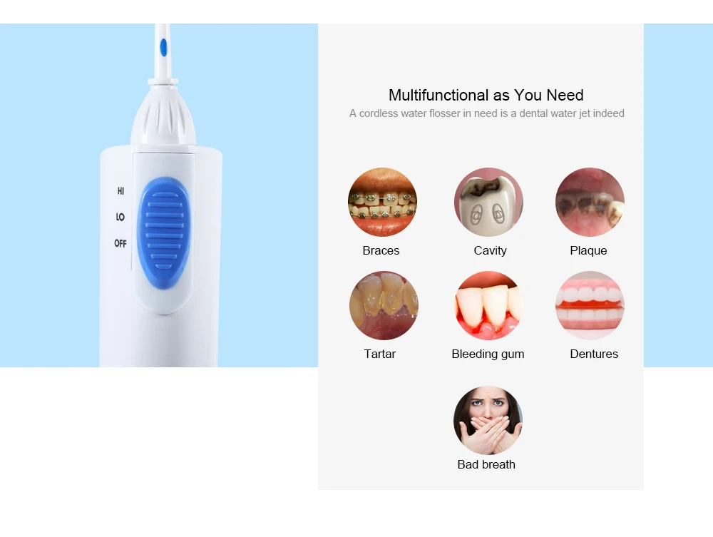 Portable Desktop Electric Dental Water Flosser Cordless Teeth Cleaning Tools with 2 Floss Tips