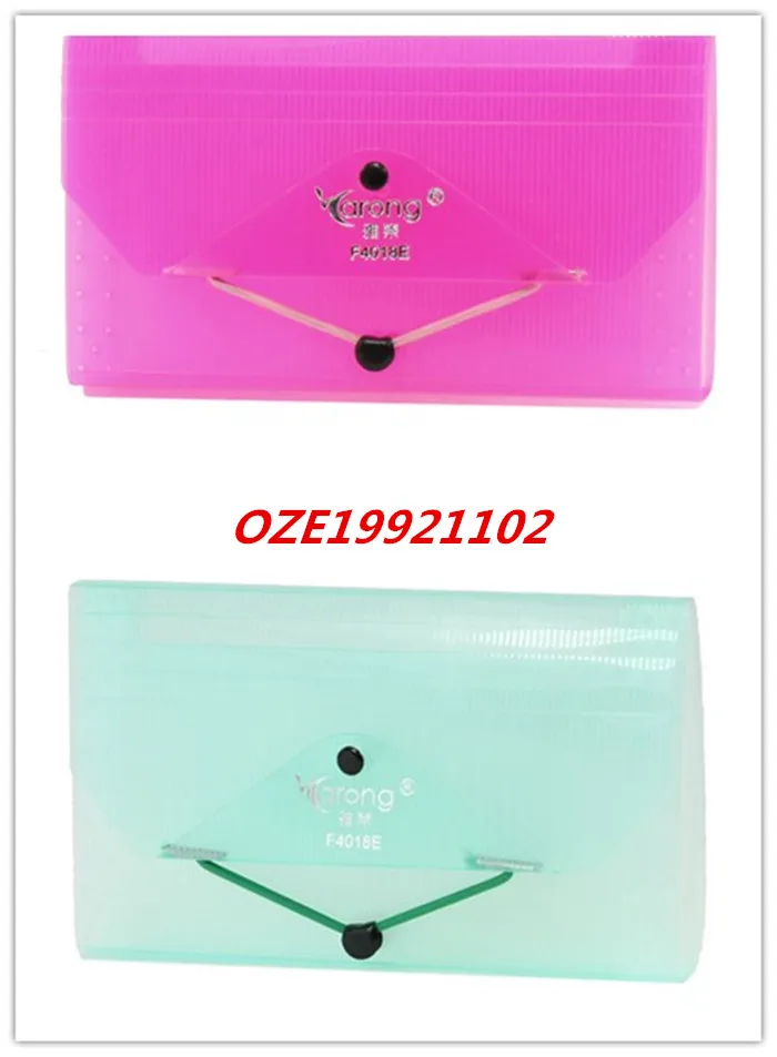 

1PCS Elastic Strap Closure Fachsia/Light Green / Sky Blue Rectangle Shaped Plastic Bills File Folder