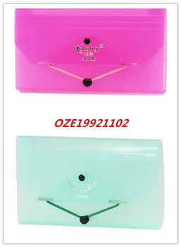 

1PCS Elastic Strap Closure Fachsia/Light Green / Sky Blue Rectangle Shaped Plastic Bills File Folder