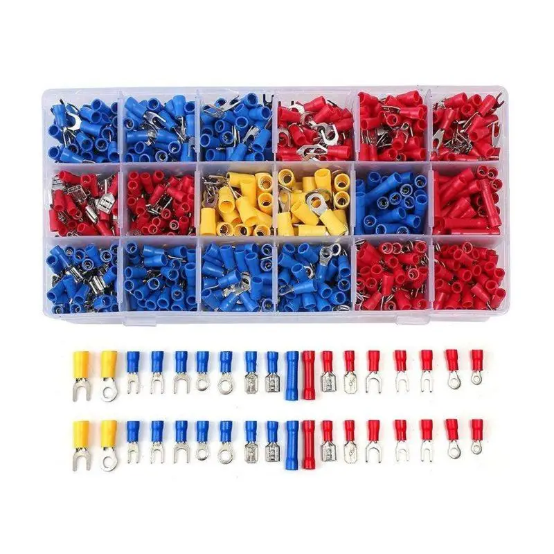 

1200Pcs 18 Types Crimp Terminals Assortment Lugs Cable Wire Connector For Automobile Application