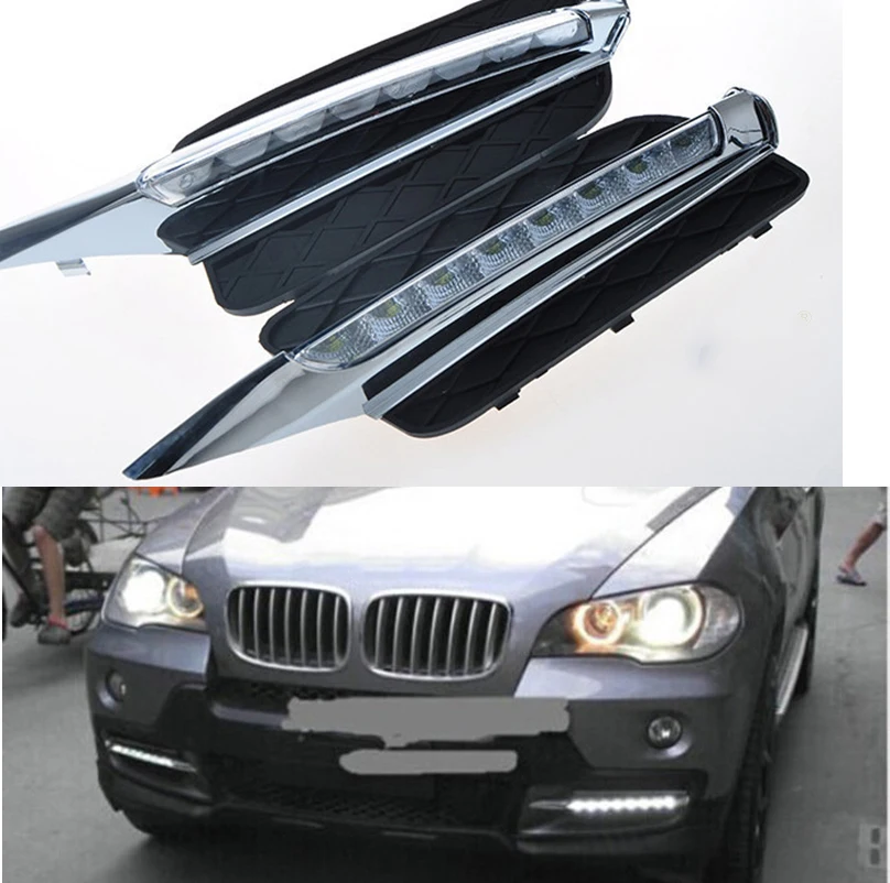 

Car Flashing 2Pcs DRL For BMW X5 E70 2007 2008 2009 2010 Daytime Running Lights Daylight Car LED Fog head Lamp cover