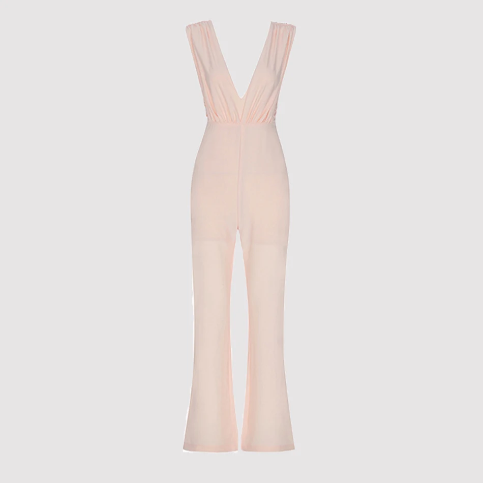 Deep-V-Neck-Sleeveless-Rompers-Womens-Jumpsuits-Ruched-High-Waist-Straight-One-Piece-Maxi-Playsuit-Party