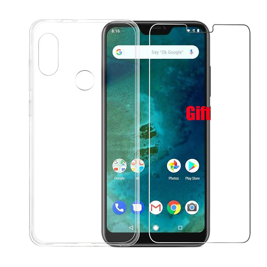 Для Xiaomi mi A2 (mi 6X) чехол Ясно Мягкий силиконовый чехол ТПУ Назад Чехол протектор для Xiaomi mi A2 Lite (красный mi 6 Pro) бесплатная Стекло