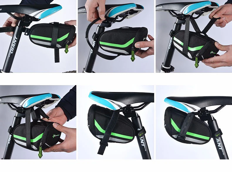 Sale ROCKBROS Bicycle Bike Rear Bag Rainproof Nylon Bike Saddle Tube Bag Outdoor Cycling Mountain Bike Back Seat Tail Pouch Package 31