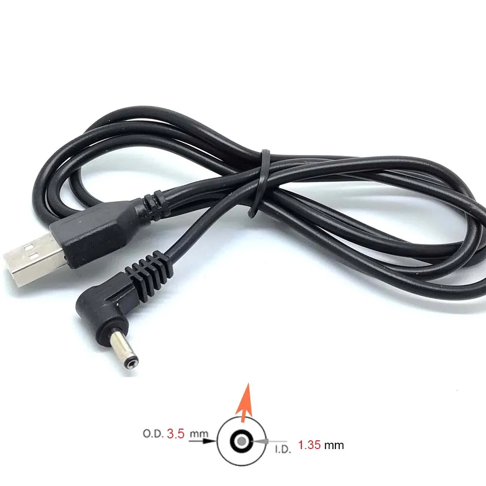 10 قطعة 90 زاوية PC USB الذكور إلى 5 V DC 3.5 مللي متر x 1.35 مللي متر برميل موصل الطاقة كابل