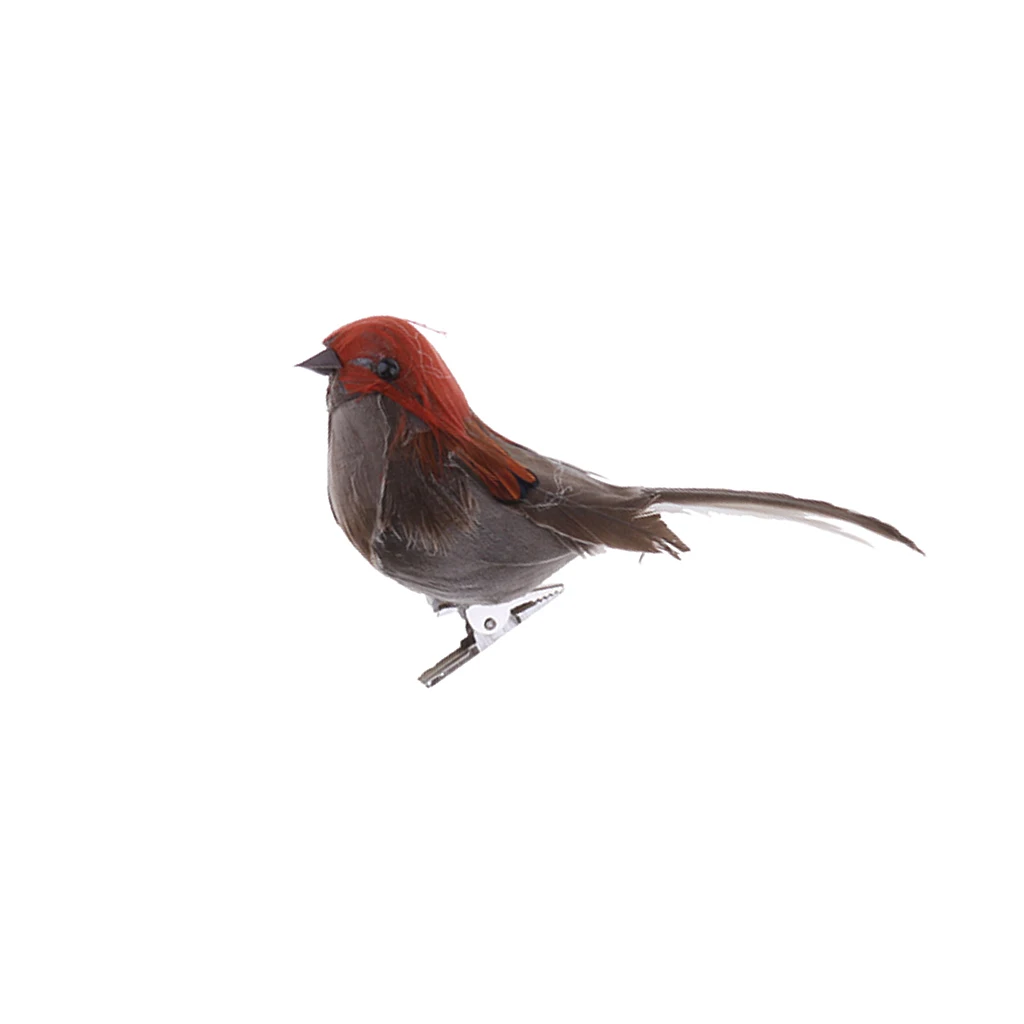 Decorative Artificial Animal Feather Fake Birds Magpie With Clip Garden Home