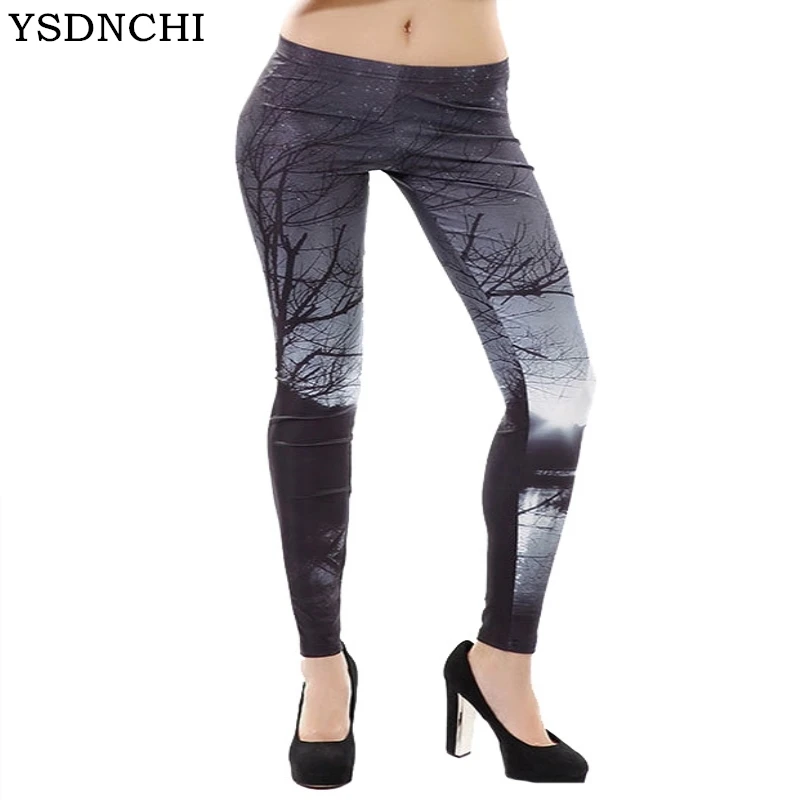 YSDNCHI Fashion Women 's Leggings Casual Mori Tree High End Design High