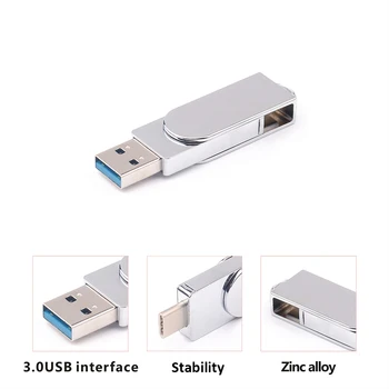 

Type C Dual USB 3.0 Flash Drive 32GB Portable U Disk External Storage Memory Stick Data Storage Flash Drive for Computers Phone