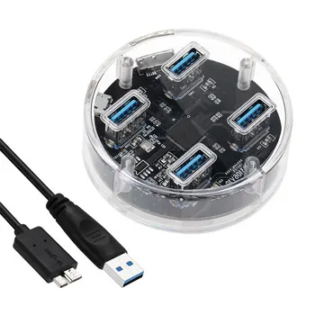 

Cablecc 0.4m USB3.0 Cable USB3.0 4 Ports HUB With Rubber Transparent for Desk top Lap top Reserced External Power Supply Tablets
