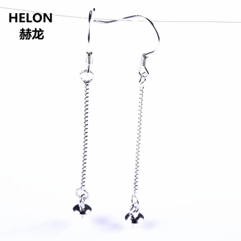 

Semi Mount 925 Sterling Silver Earrings Fine Jewelry Setting Chain for 6-15mm Pearl or Round Bead Amber Agate Gemstone Setting
