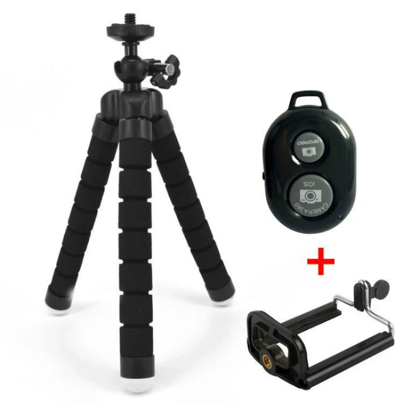 

Mini Tripod for Phone with Clip Flexible Sponge Octopus Tripod With Bluetooth Remote Shutter Pocket Tripod for Mobile iPhone Etc