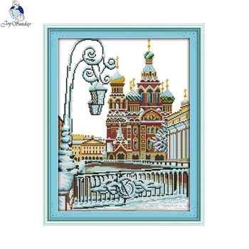 

Joy Sunday Fountain Patterns Cross-stitch Kits DMC 11CT and 14CT Cotton Thread Embroidery Tools Wholesale DIY Hand Craft