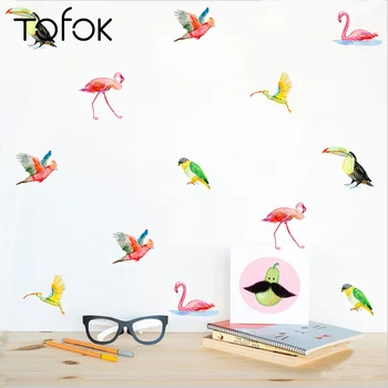 

Tofok 36pcs/set Flamingo Birds DIY Wall Sticker Nordic Style Kids Room Bedroom Mural Decals Nursery Home Wallpaper Fridge Decor