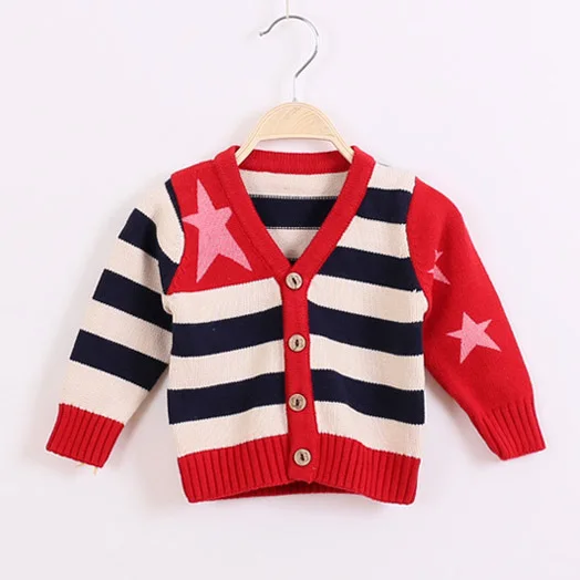 

kids cardigan knitted sweater Spring Autumn boys stripes sweaters Baby Sweater Stars