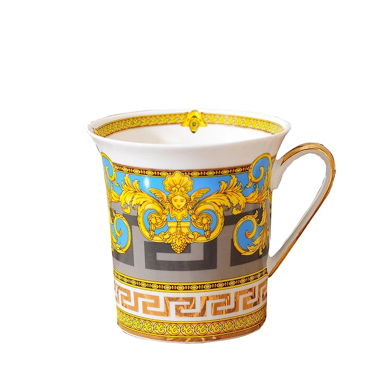 

Hot Sale European Bone China Coffee Mug Creative Ceramic Cups and Mugs With Golden Handle Cute Tea Mugs Free Shipping