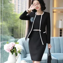 Новинка Формальные женские деловые костюмы куртки и платья для женщин офисная одежда блейзеры с корсажем и поясом