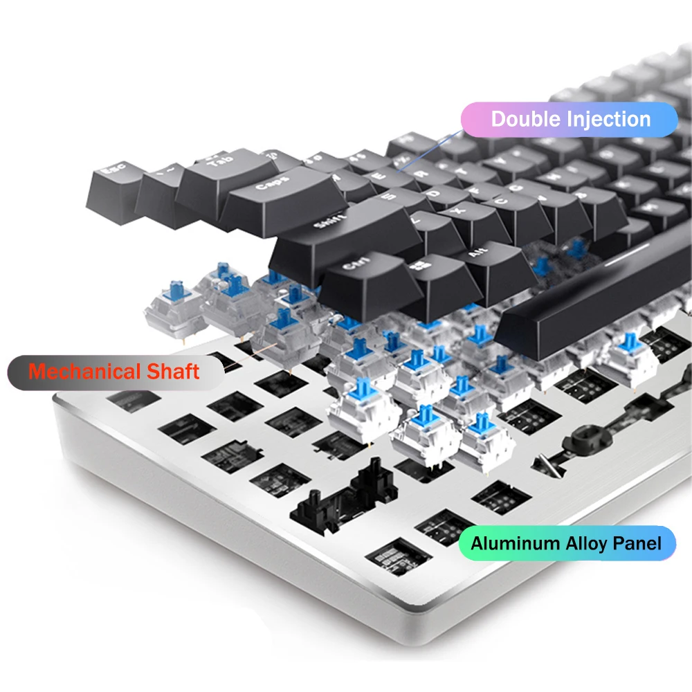 Супер игровая механическая клавиатура микс с подсветкой RGB светодиодный синий красный черный переключатель эргономичная клавиатура анти-привидение для компьютера ноутбука