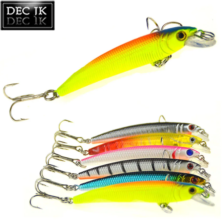 6PCS Plastic Hard Sea Fishing Lure Fake Bait Jerkbait Pike Tackle Float Crankbaits Minnow 3D Fish Eye Saltwater Lures Laser Baits (11)