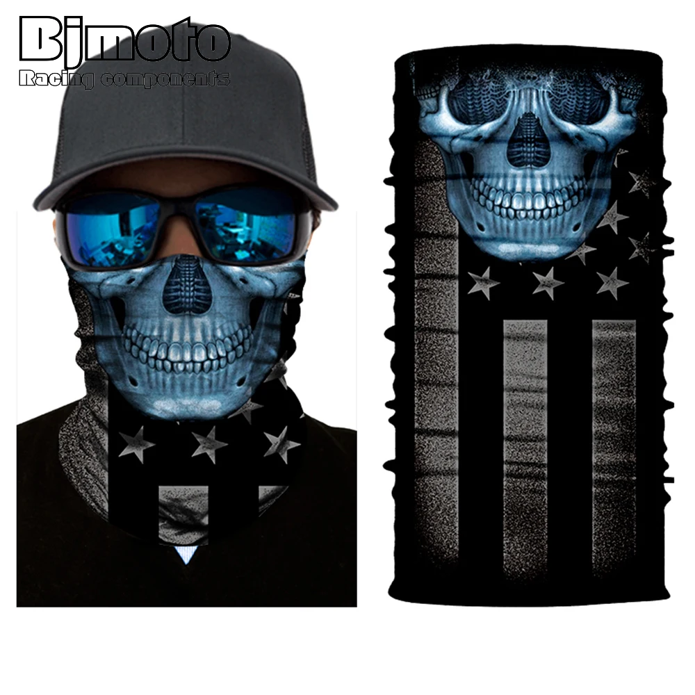 BJMOTO крутой череп волшебная маска для лица мульти износ трубка бандана дюраг Байкер Мотоцикл шарф