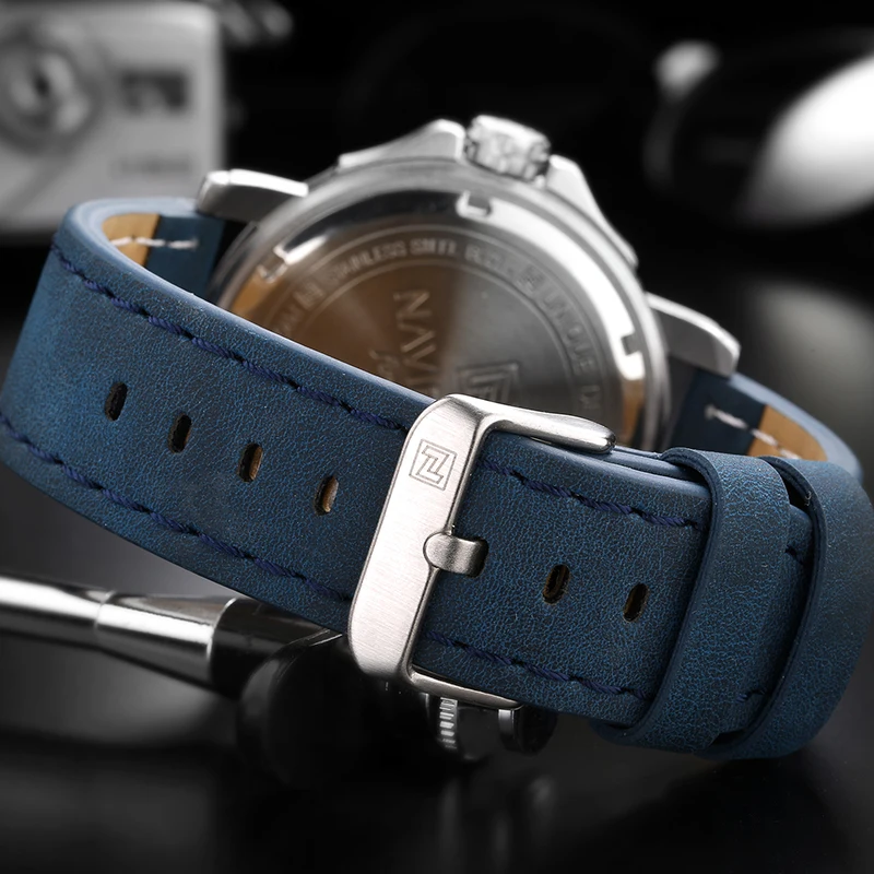 NAVIFORCE мужские часы лучший бренд класса люкс спортивные кварцевые часы кожаный ремешок мужские водонепроницаемые наручные часы Relogio Masculino черный