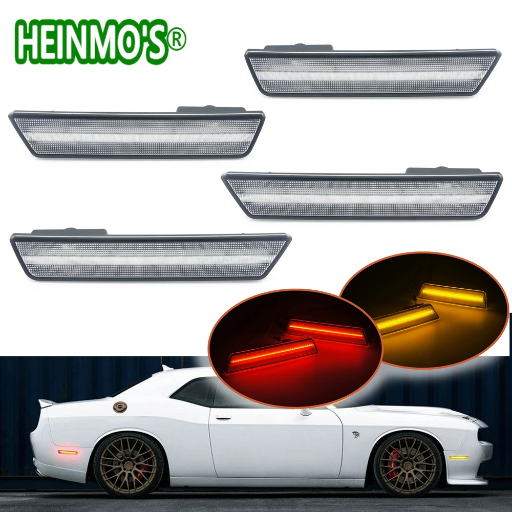 Goedkoop Voor Dodge Challenger 2008 2009 2010 2011 2012 2014 Voor + Achter 2 Paar Side Marker Lampen Richtingaanwijzers SMD amber Rode Led verlichting