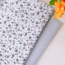 Серая хлопковая саржевая ткань с цветочным принтом в горошек, ручная работа, шитье «сделай сам», дышащая ткань, одежда для детей и малышей, хлопковая ткань