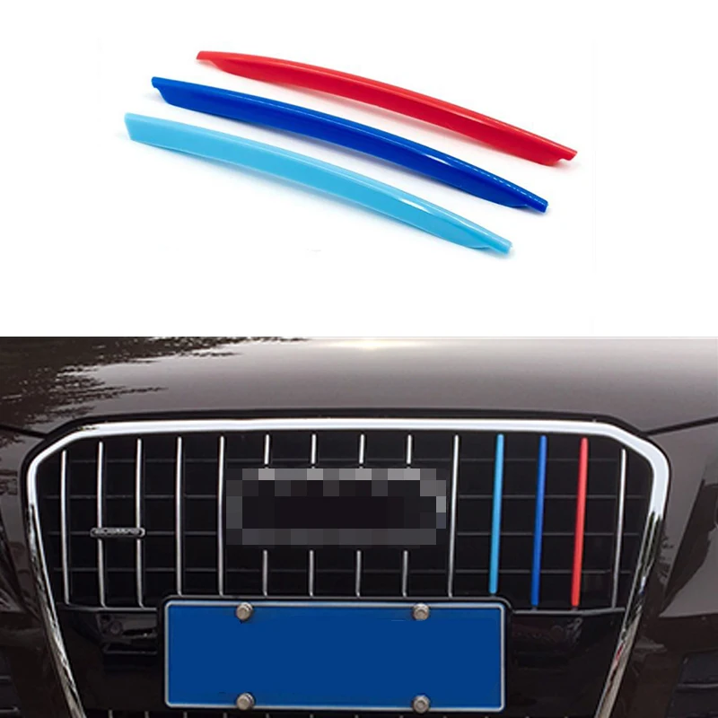 

3pcs ABS Colorful Front Grille Grill Cover Molding Trim Granis For Audi Q5 13-17