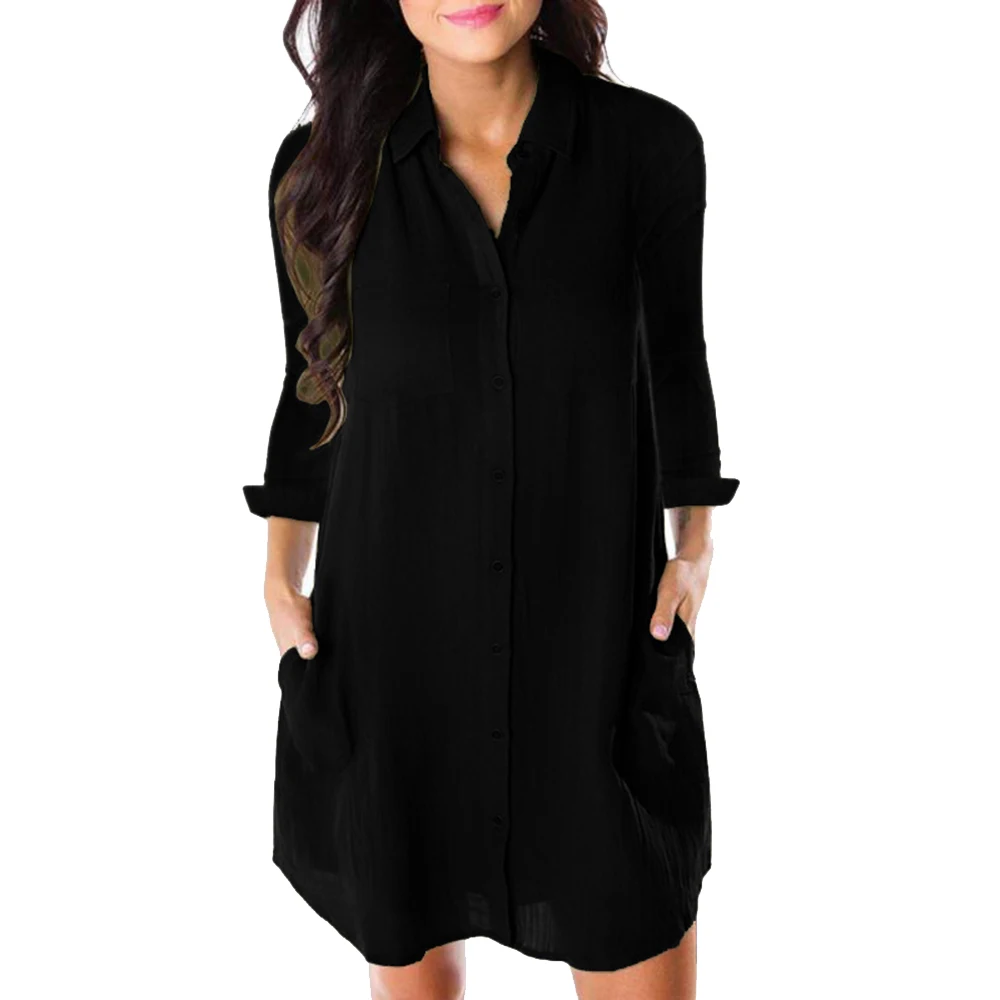 

Casual Solid Button Blouse Women Full Sleeve V-neck Ladies Tops Ladies Loose Plus Size Chemisier Femme Vintage Tunic Shirt