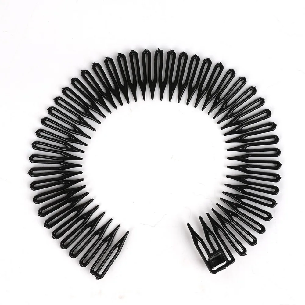 5Pcs Unisex Men Women Plastic Full Circle Stretch Flexible Comb Teeth Headband Hair Band Clip Face Wash Fixed Hair Accessories designer head scarf