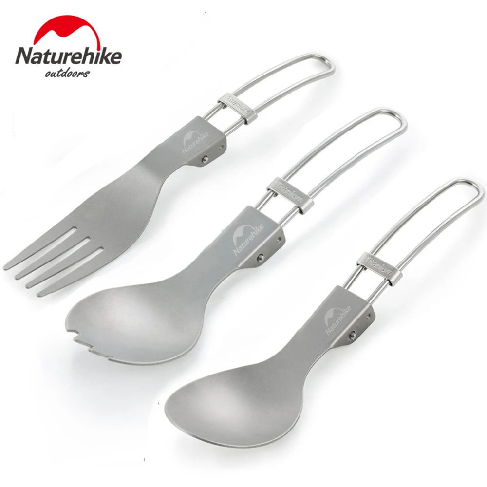 Naturehike ti посуда складной Титан Spork вилка ложка Открытый легкий туристическое снаряжение Шестерни