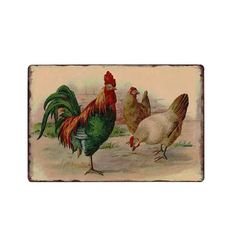 Цыпленок знак винтажные металлические жестяные вывески магазин ферма плакат ретро животное фермерский дом Декор доска 30x20 см - Цвет: 68065