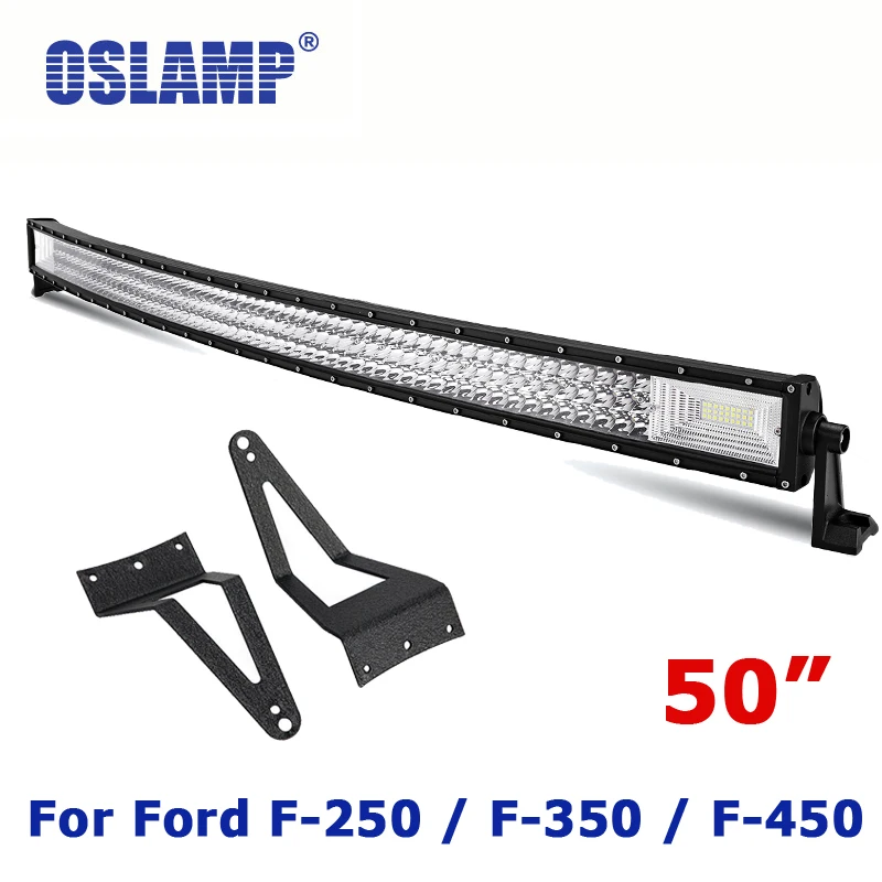 

Oslamp For Ford F-250/F-350/F-450/Excursion 702W 50" Curved LED Light Bar Set Led Driving Work Light Bar with Mounting Brackets